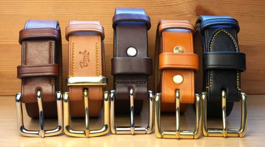 Left to right – Dark Stain, Russet, Australian Nut, London Tan & Black